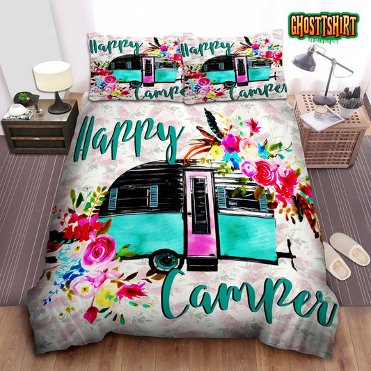 3D Camping Car Happy Camper Bed Sheets Duvet Cover Bedding Set