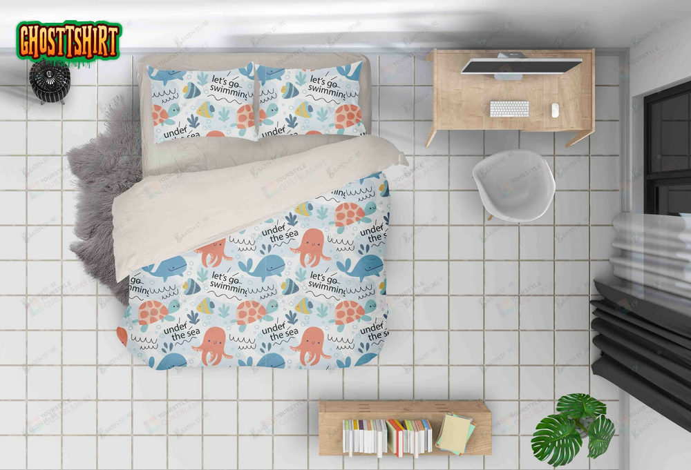 3D Cartoon Dolphin Octopus Bed Sheets Duvet Cover Bedding Set