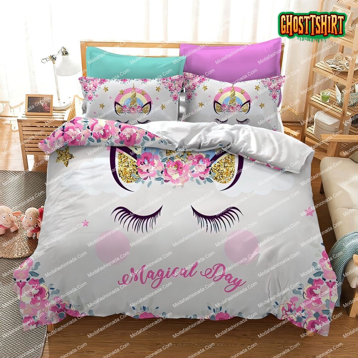 3D Cartoon Magical Day Unicorn Bedding Set
