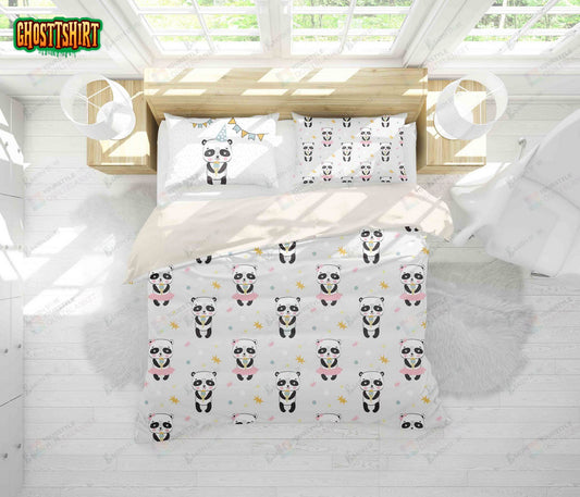 3D Cartoon Panda Bed Sheets Duvet Cover Bedding Set