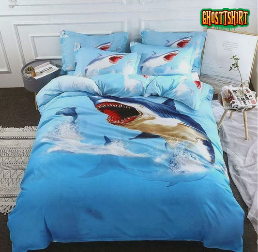 3D Cartoon Shark Bed Sheets Duvet Cover Bedding Set