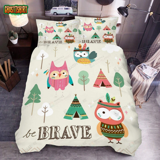 3D Cartoon Trees Tent Owl Bed Sheets Spread Duvet Cover Bedding Set