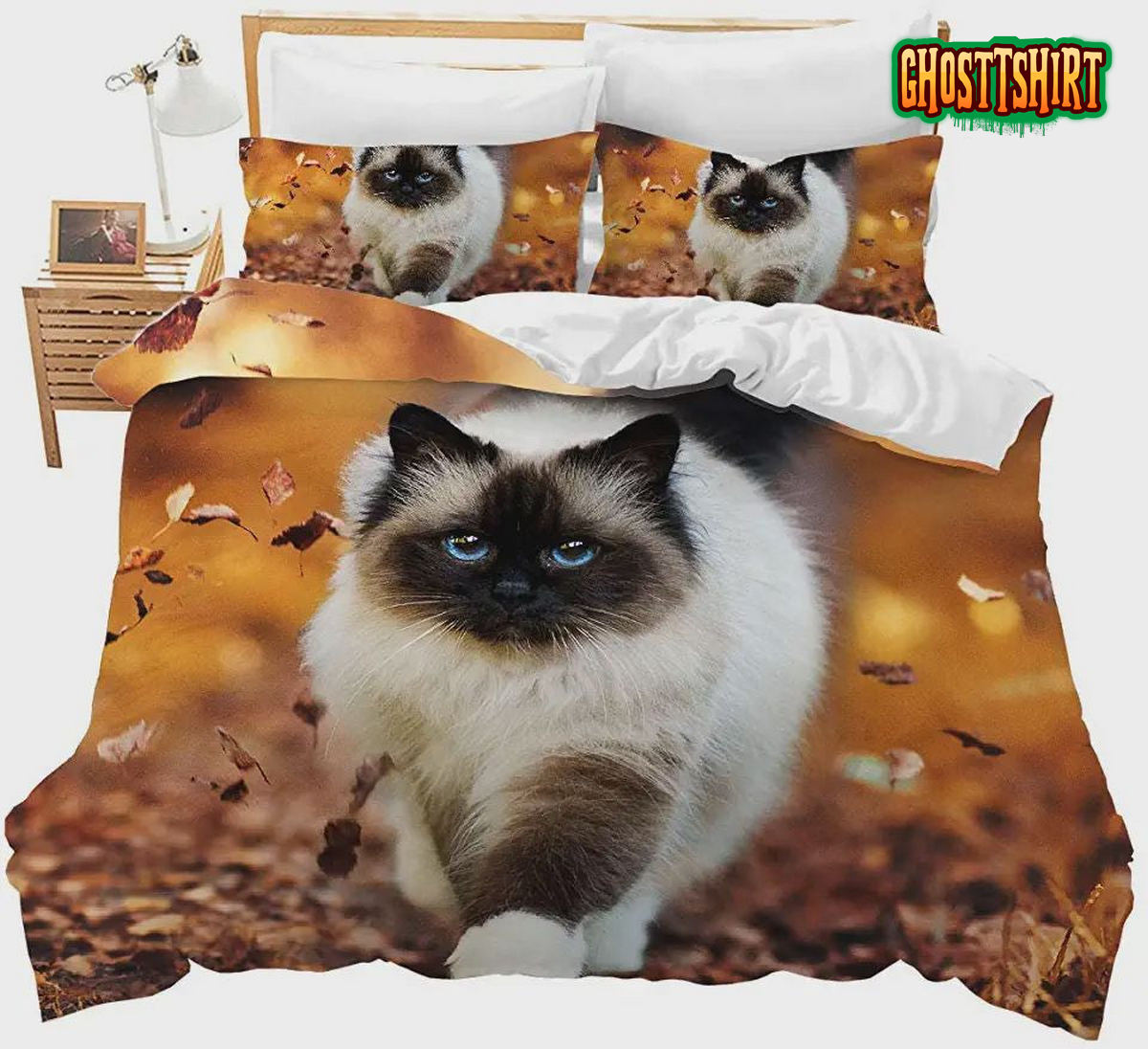 3D Cat Printed Bedding Duvet Cover Cute Animal Theme Cover Lovely Cat Pattern Bedspread Cover