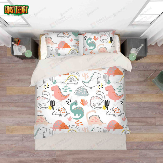 3D Color Cartoon Dinosaur Bed Sheets Duvet Cover Bedding Set