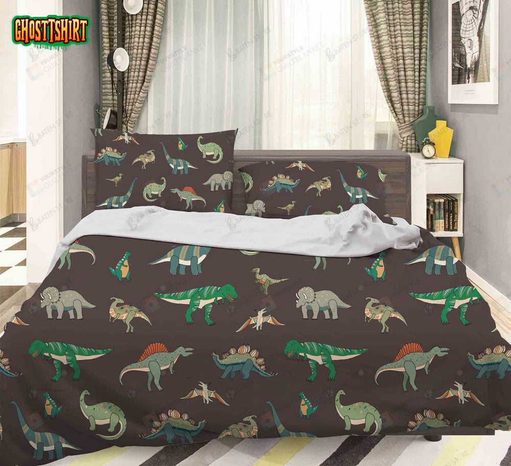 3D Color Cartoon Dinosaurs Bed Sheets Duvet Cover Bedding Set