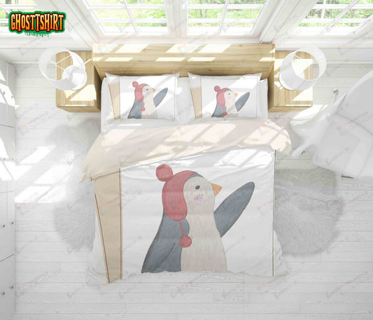 3D Color Cartoon Penguin Bed Sheets Duvet Cover Bedding Set