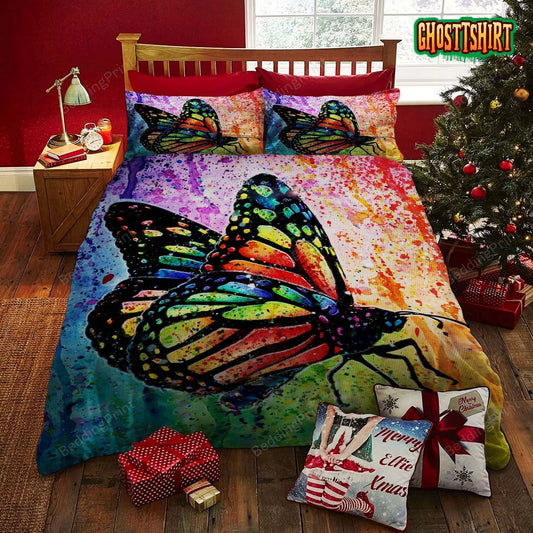 3D Colorful Butterfly Painting Art Bed Sheets Duvet Cover Bedding Set