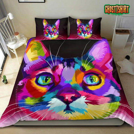 3D Colorful Cat Art Bed Sheets Duvet Cover Bedding Set