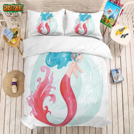 3D Cute Cartoon Mermaid Bed Sheets Duvet Cover Bedding Set