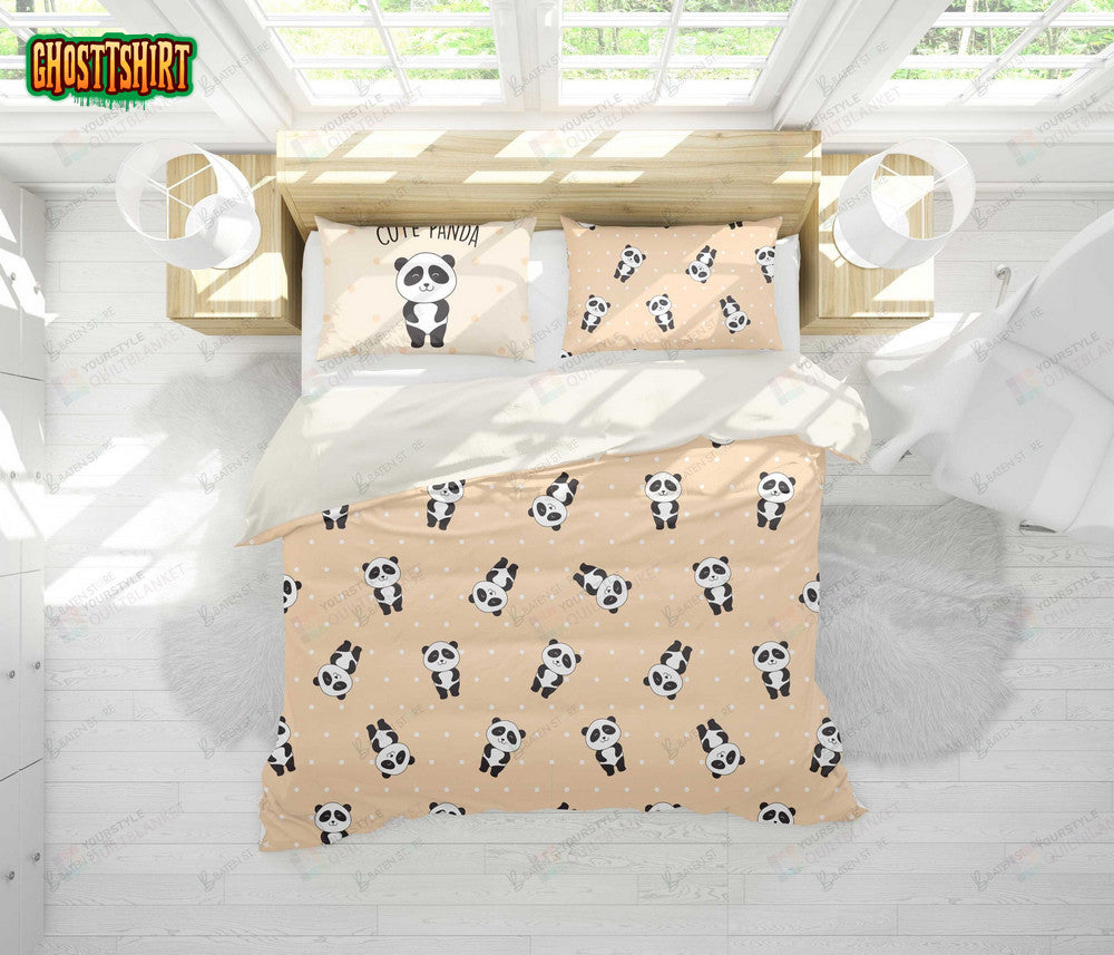 3D Cute Cartoon Panda Bed Sheets Duvet Cover Bedding Set