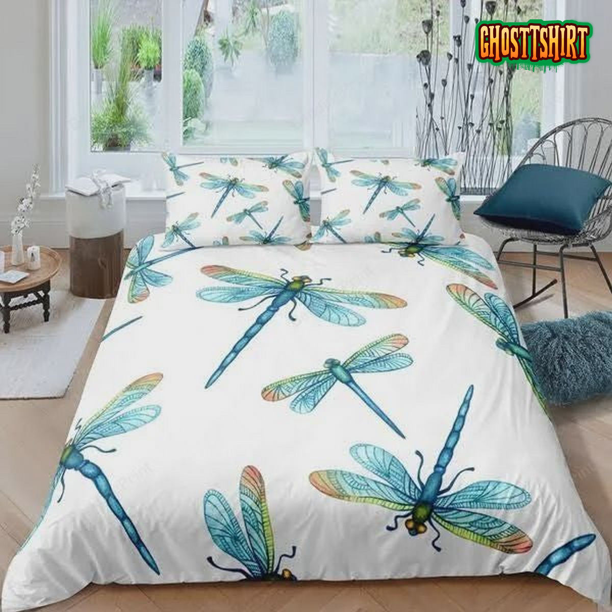 3D Dragonfly Print Bed Sheets Duvet Cover Bedding Set
