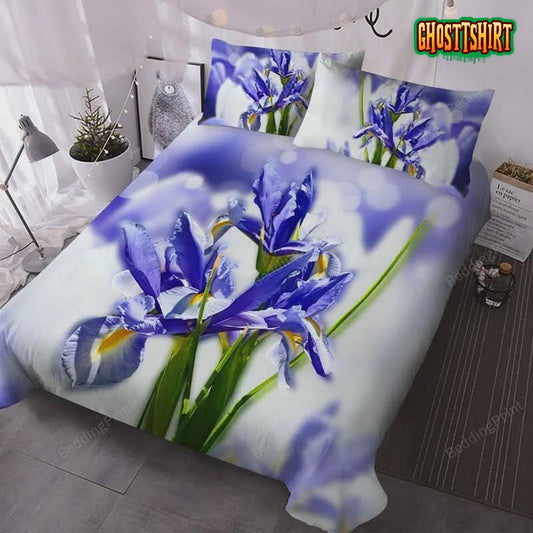 3D Elegant Iris Bed Sheets Duvet Cover Bedding Set