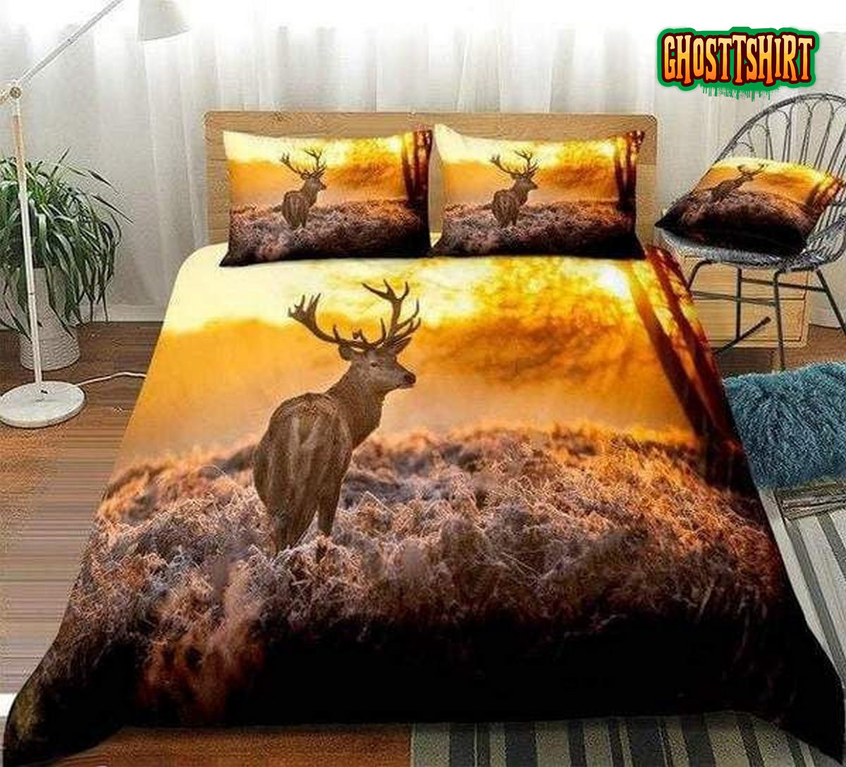 3D Elk In Sunrise Bed Sheets Duvet Cover Bedding Set