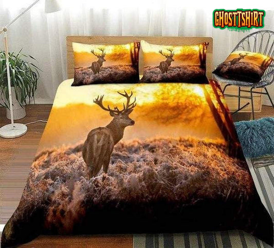 3D Elk In Sunrise Bed Sheets Duvet Cover Bedding Set
