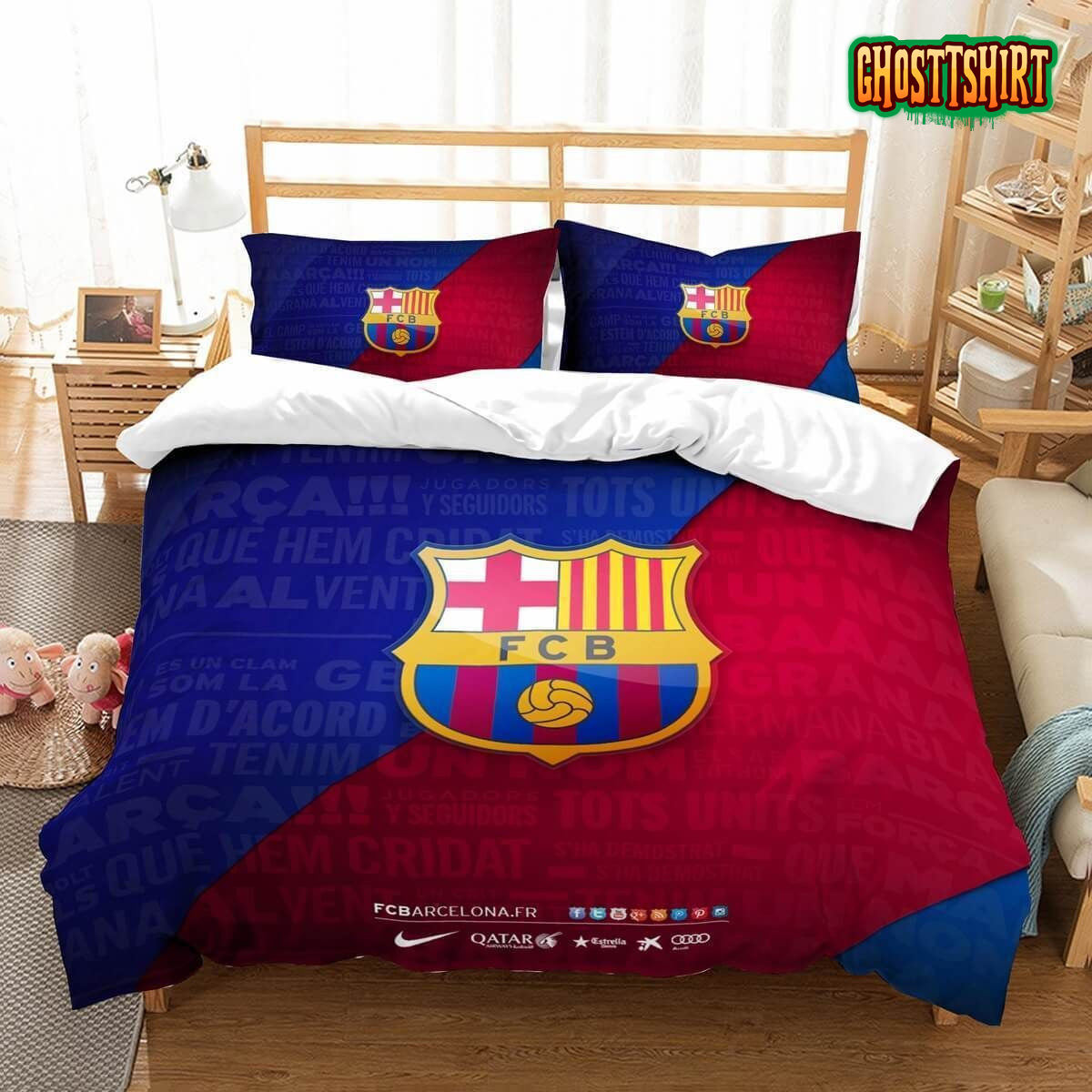 3D FC Barcelona Soccer Club Logo Duvet Cover Bedding Set