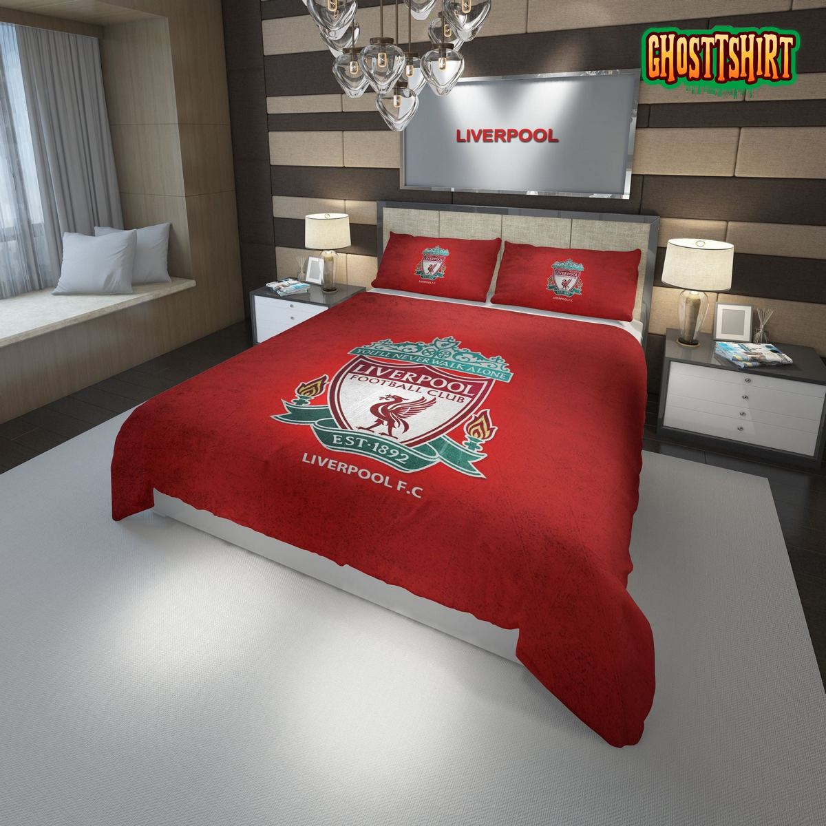 3D Liverpool Football Club Logo Soccer Duvet Cover Bedding Set