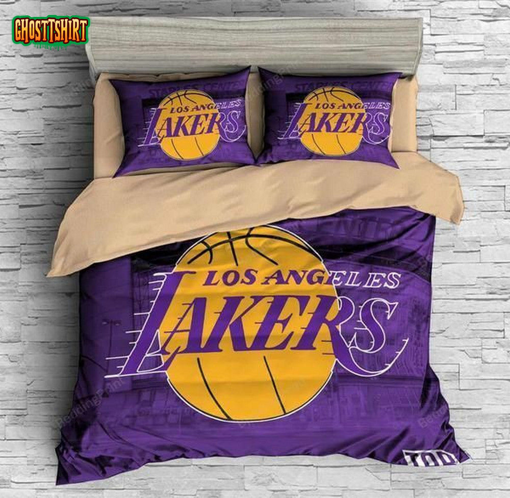 3D Los Angeles Lakers Logo Basketball Bedding Set