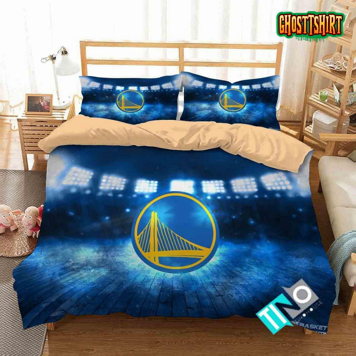3D Nba Golden State Warriors Logo Bedding Set