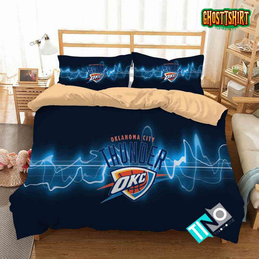 3D Nba Oklahoma City Thunder Logo Basketball Bedding Set