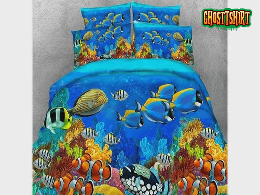 3D Ocean Life Colorful Sea Fish Bed Sheets Duvet Cover Bedding Set