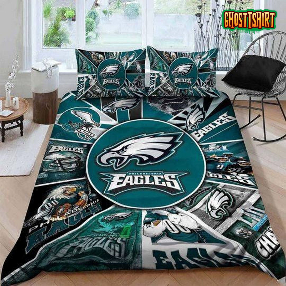 3D Philadelphia Eagles Logo Picture Collage Bedding Set