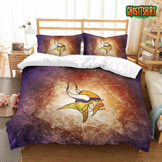 3D Printed Minnesota Vikings Logo Duvet Cover Bedding Set