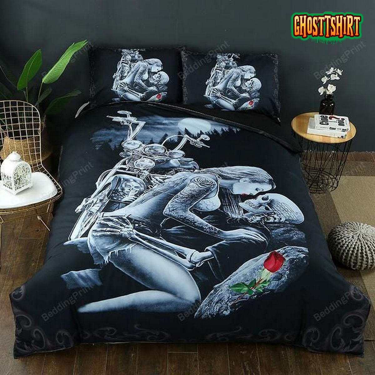 3D Ride Or Die Halley Motorcycle Duvet Cover Bedding Set