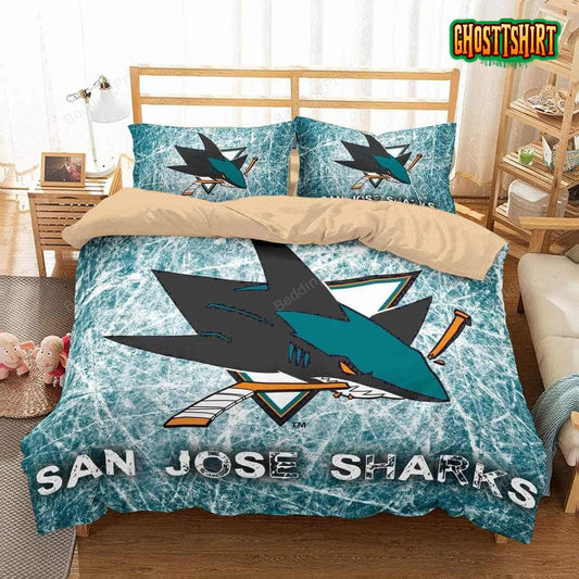 3D San Jose Sharks Duvet Cover Bedding Set