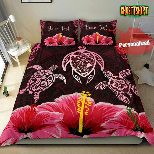 3D Sea Turtle Hibiscus Bed Sheets Duvet Cover Bedding Set