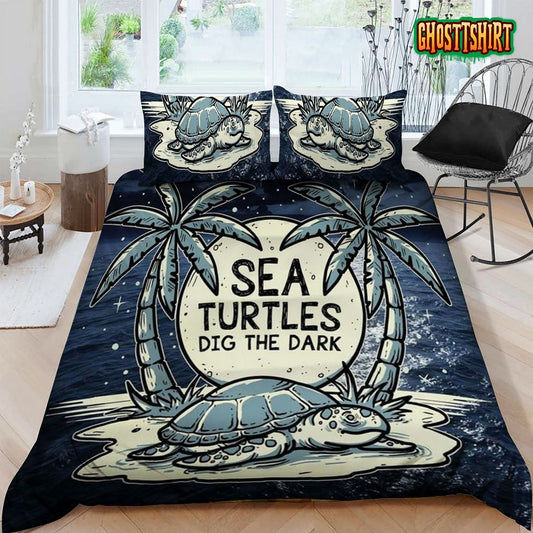 3D Sea Turtles Dig The Dark Bed Sheets Duvet Cover Bedding Set
