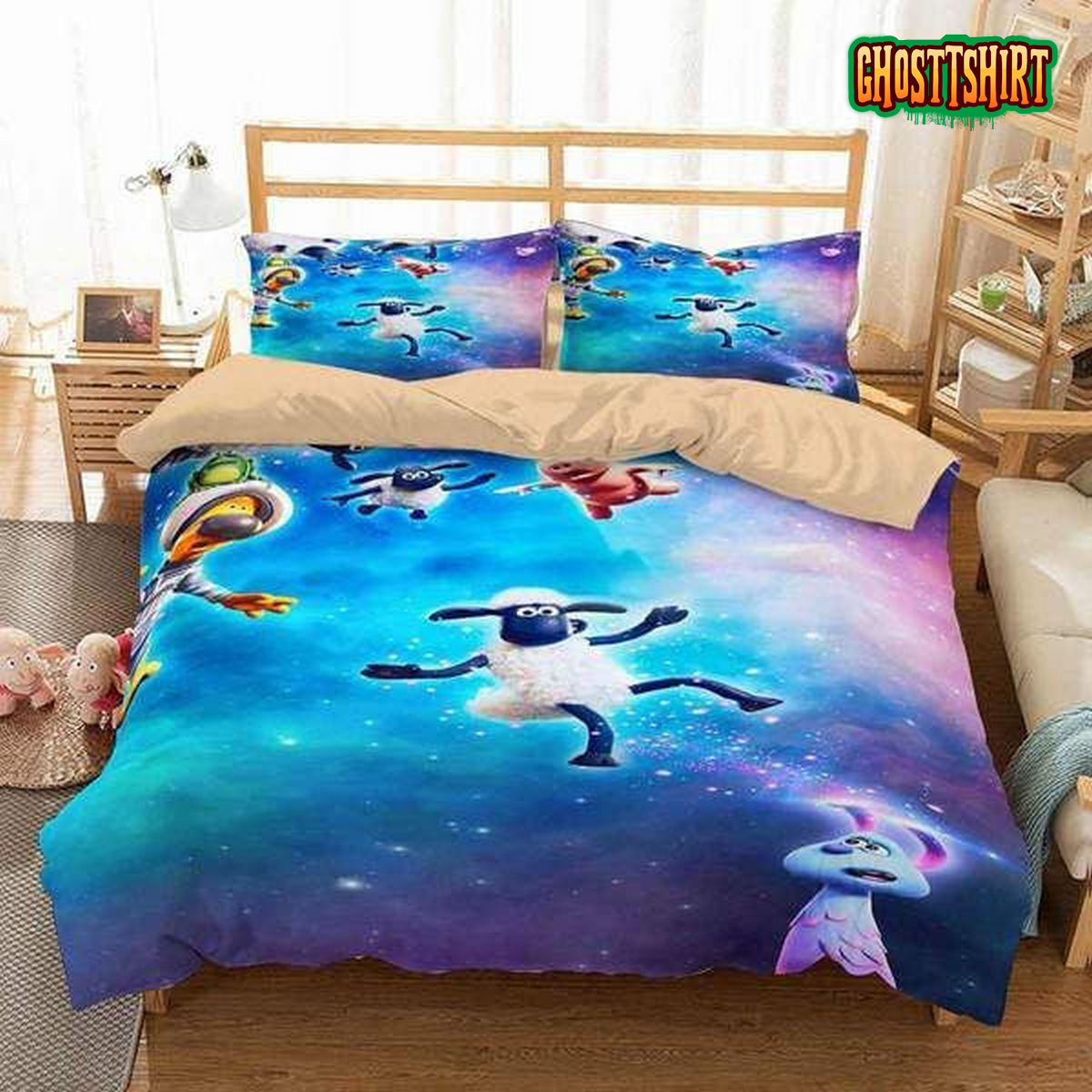 3D Shaun The Sheep Galaxy Duvet Cover Bedding Set