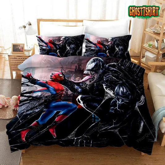 3D Venom Spiderman Fighting Bedding Set
