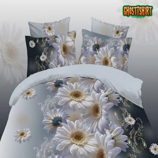 3D Vivid Daisy Printing Bed Sheets Duvet Cover Bedding Set