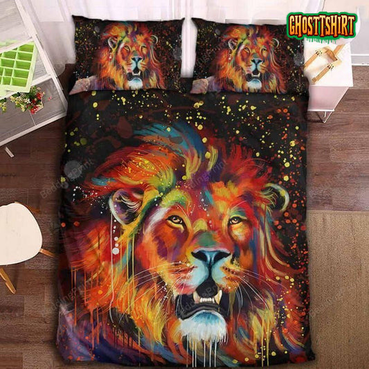 3D Watercolor Galaxy Lion Printed Bed Sheets Duvet Cover Bedding Set