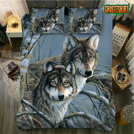 3D Wolf In The Forest Bed Sheets Duvet Cover Bedding Set