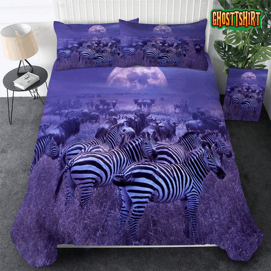 3D Zebra On The Pampasgrass Bed Sheets Spread Duvet Cover Bedding Set