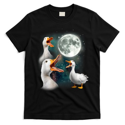 3 Ducks Howl At Moon Funny Weird Cursed Pekin Duck Lover T-Shirt