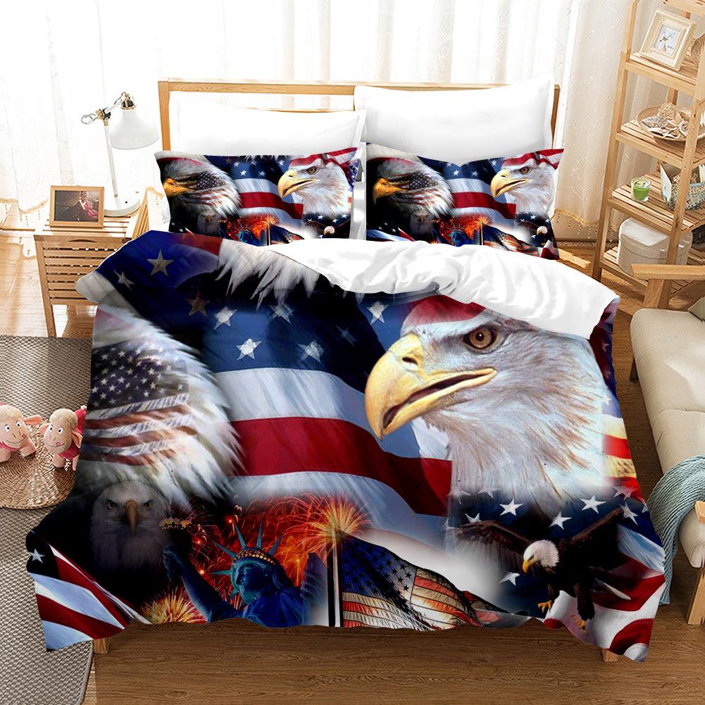 3D American Flag Eagle Quilt Cover Set Bedding Set Pillowcases 113