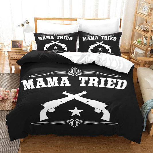 3D Black Mama Tried Quilt Cover Set Bedding Set Pillowcases 45