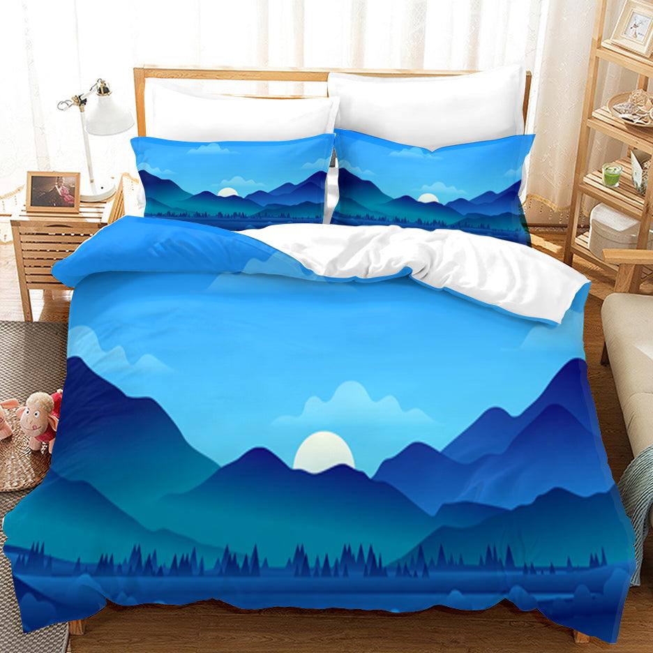 3D Blue Sky Forest Mountain Nature Landscape Quilt Cover Set Bedding Set Duvet Cover Pillowcases 26