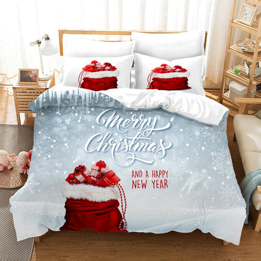 3D Cartoon Christmas Quilt Cover Set Bedding Set Duvet Cover Pillowcases WJ 1642