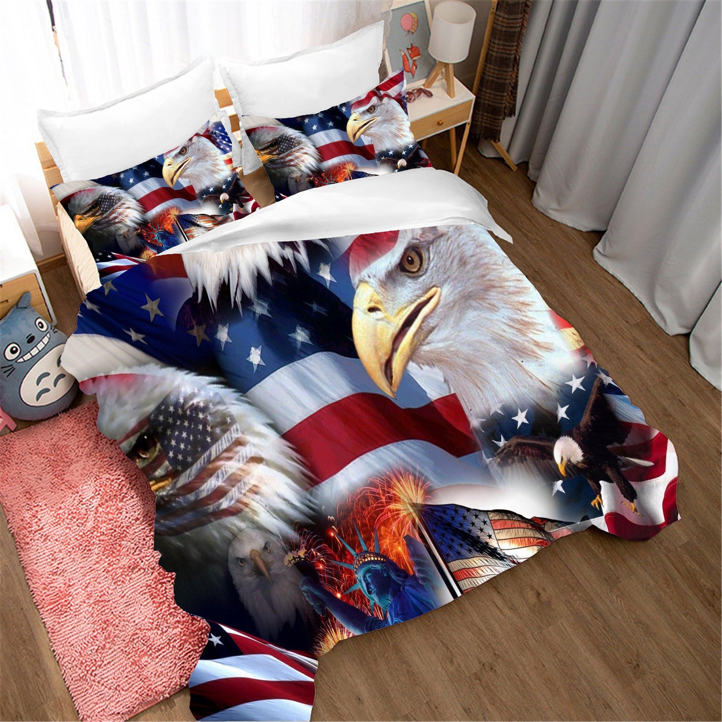 3D American Flag Eagle Quilt Cover Set Bedding Set Pillowcases 113
