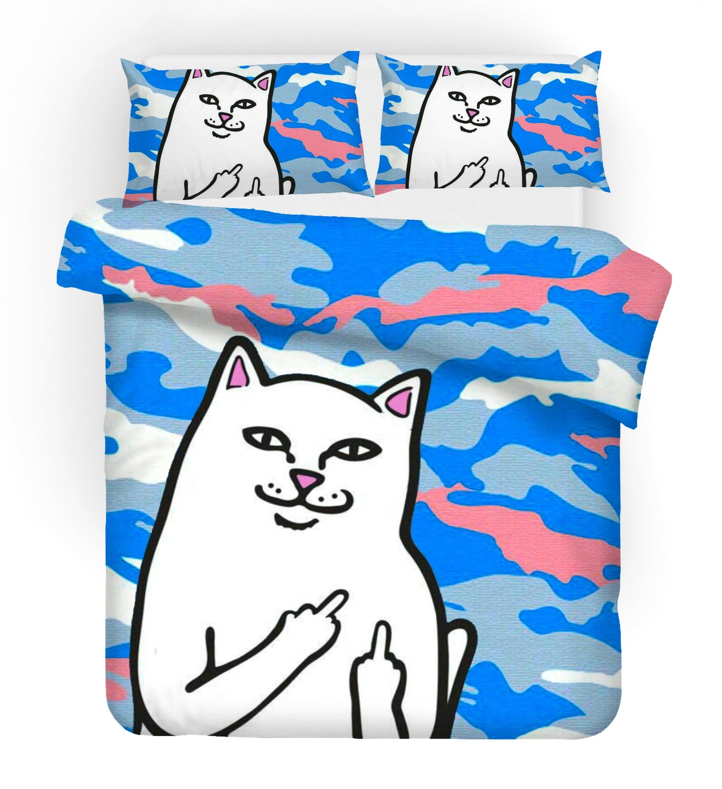 3D Cartoon Cat Graffiti Quilt Cover Set Bedding Set Duvet Cover Pillowcases WJ 1703