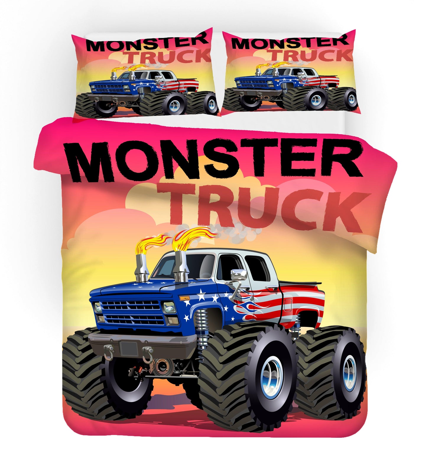 3D Cartoon Monster Truck Quilt Cover Set Bedding Set Duvet Cover Pillowcases WJ 1697