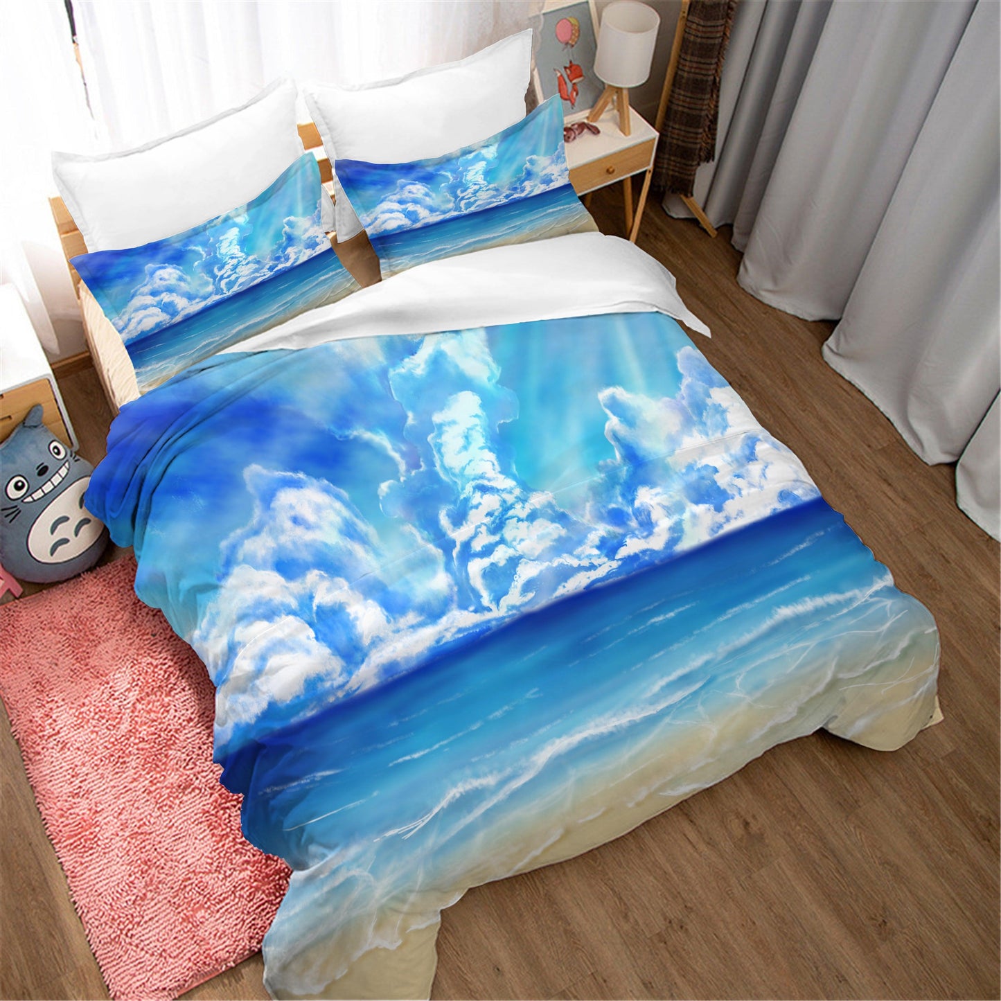 3D Blue Sky Beach Landscape Quilt Cover Set Bedding Set Duvet Cover Pillowcases 80