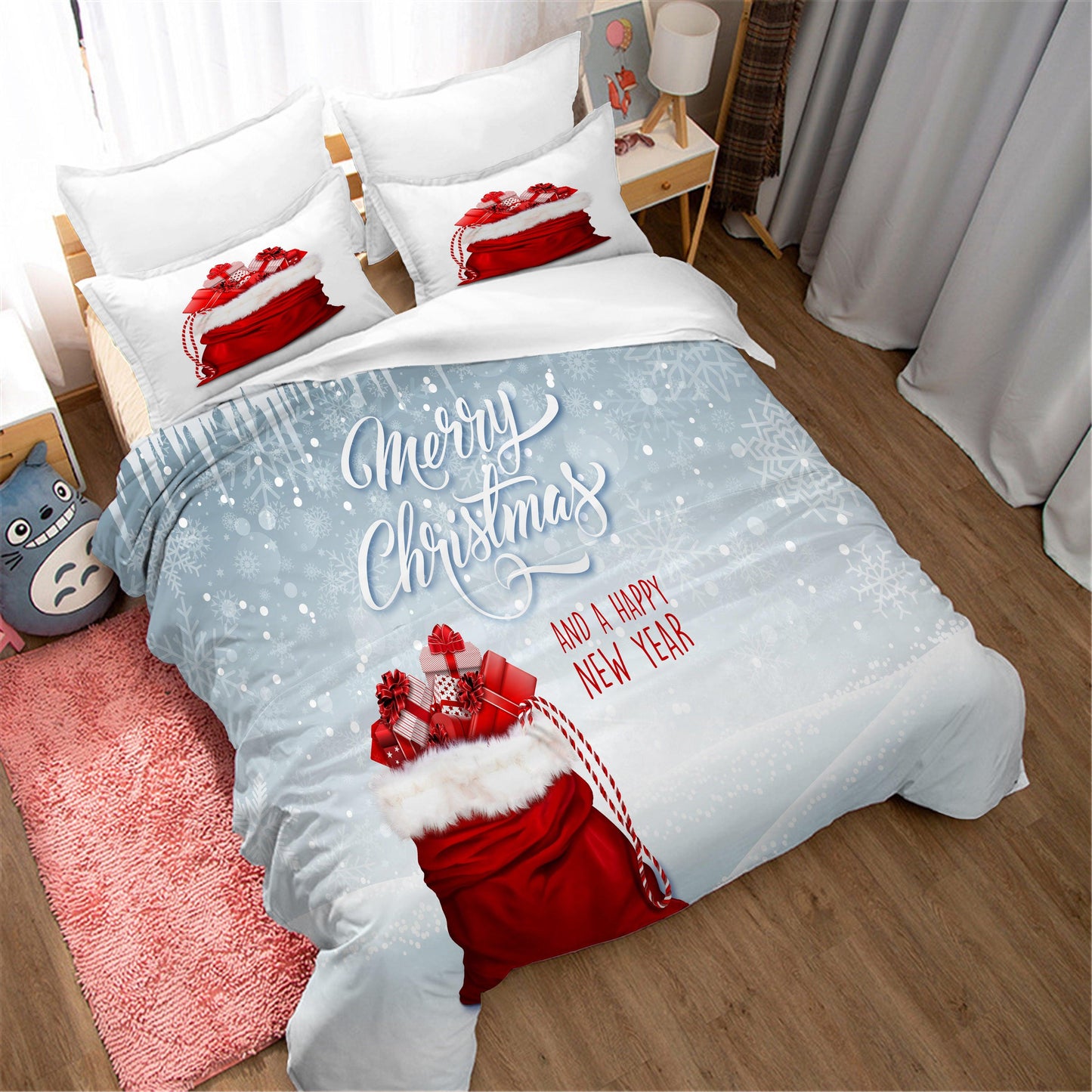 3D Cartoon Christmas Quilt Cover Set Bedding Set Duvet Cover Pillowcases WJ 1642