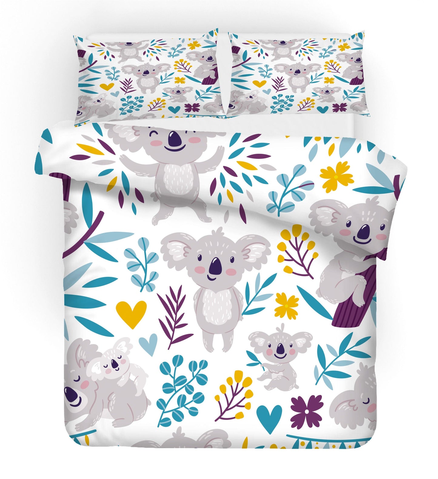 3D Cartoon Animal Koala Leaf Quilt Cover Set Bedding Set Duvet Cover Pillowcases 140