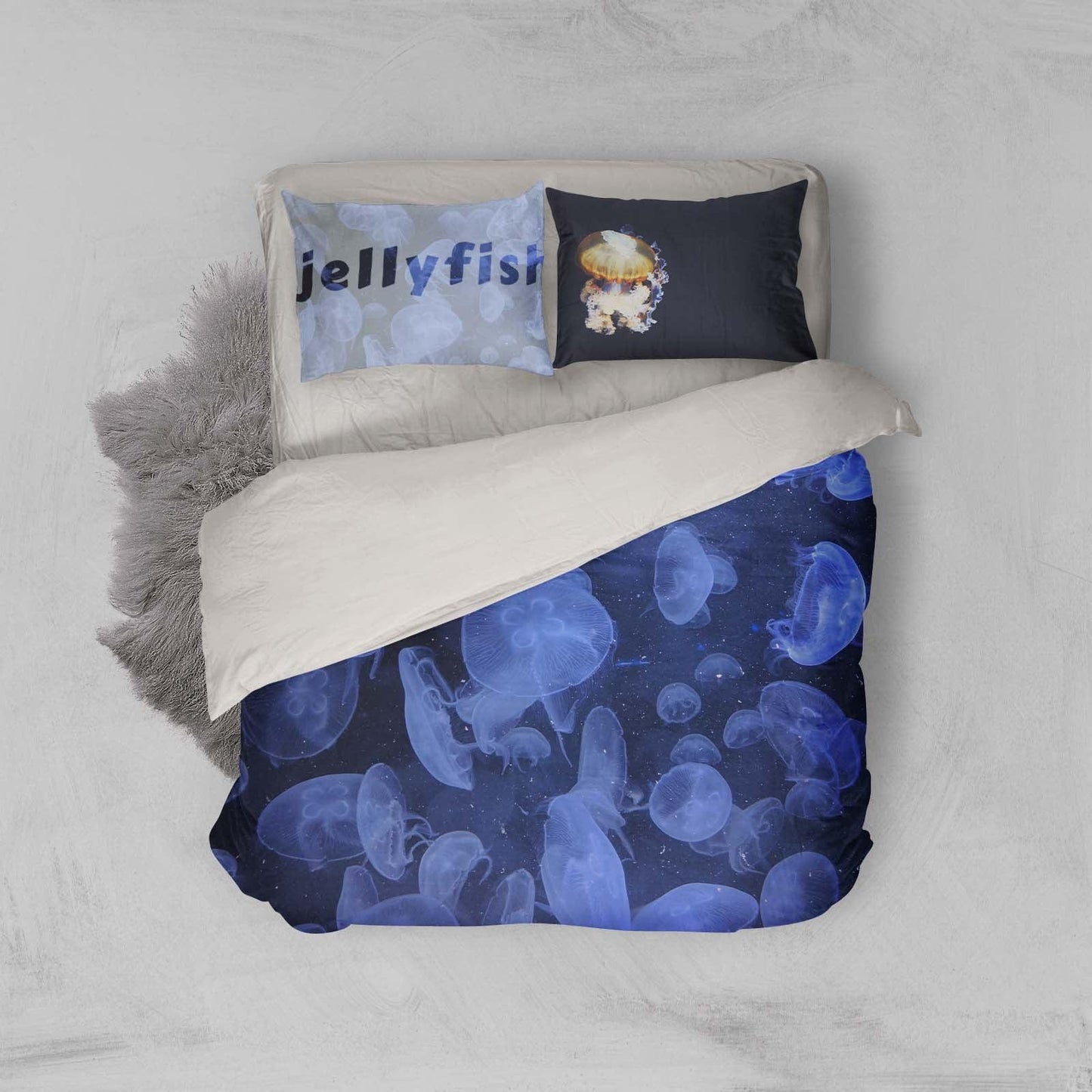 3D Blue Jellyfish Quilt Cover Set Bedding Set Pillowcases 3