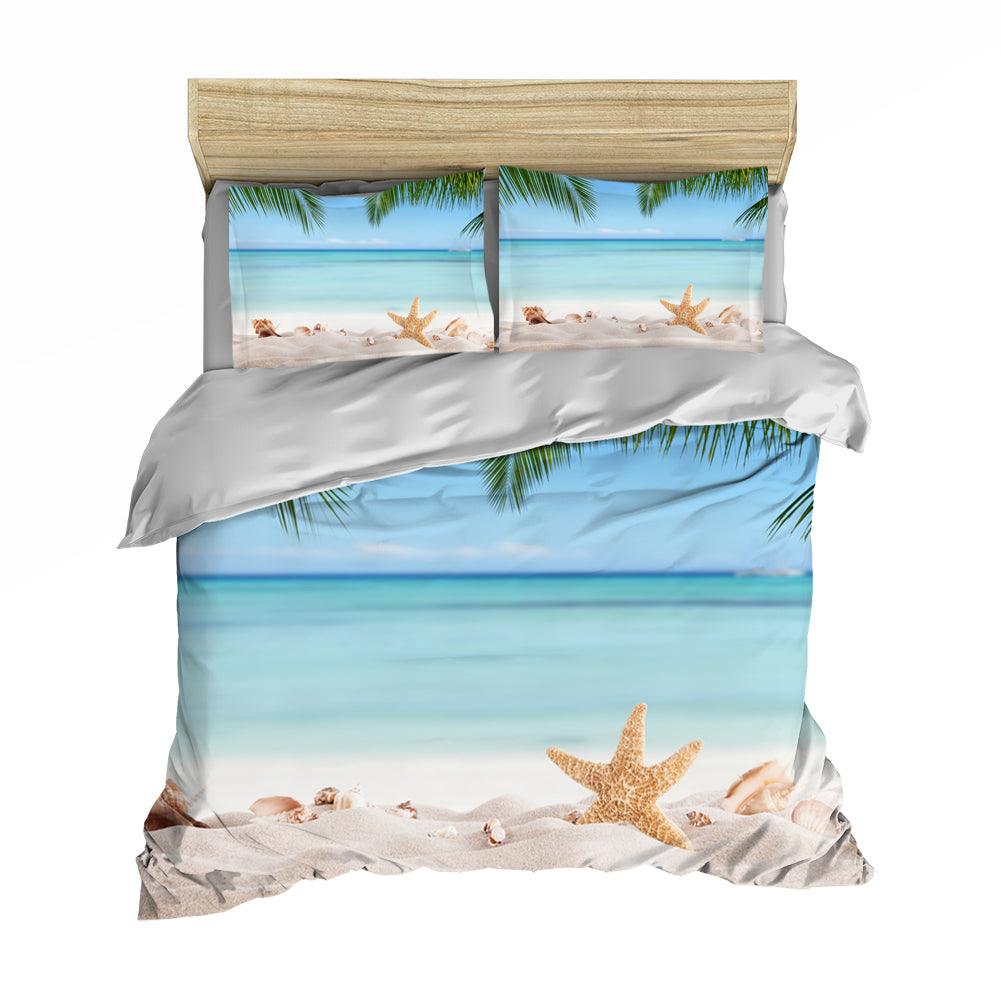 3D Blue Sea Beach Starfish Quilt Cover Set Bedding Set Pillowcases 45
