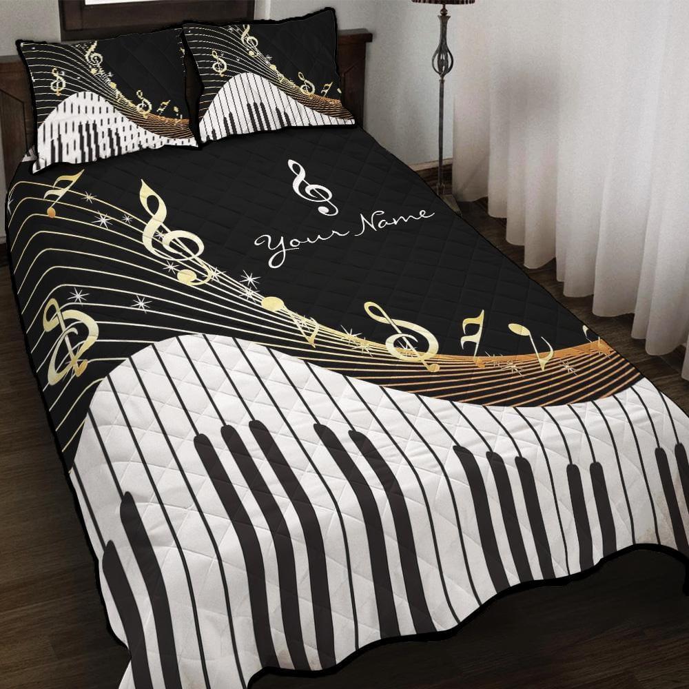 Christmas Gift For Family Members Personalized Piano-themed Quilt Bedding Set 3pcs